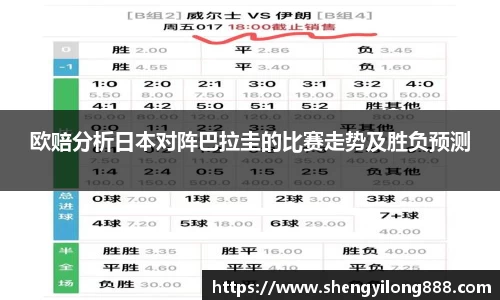 欧赔分析日本对阵巴拉圭的比赛走势及胜负预测